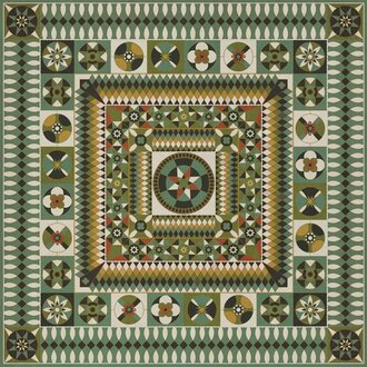 American Folk Art Museum Vintage Vinyl Floor Cloth Soldiers Quilt