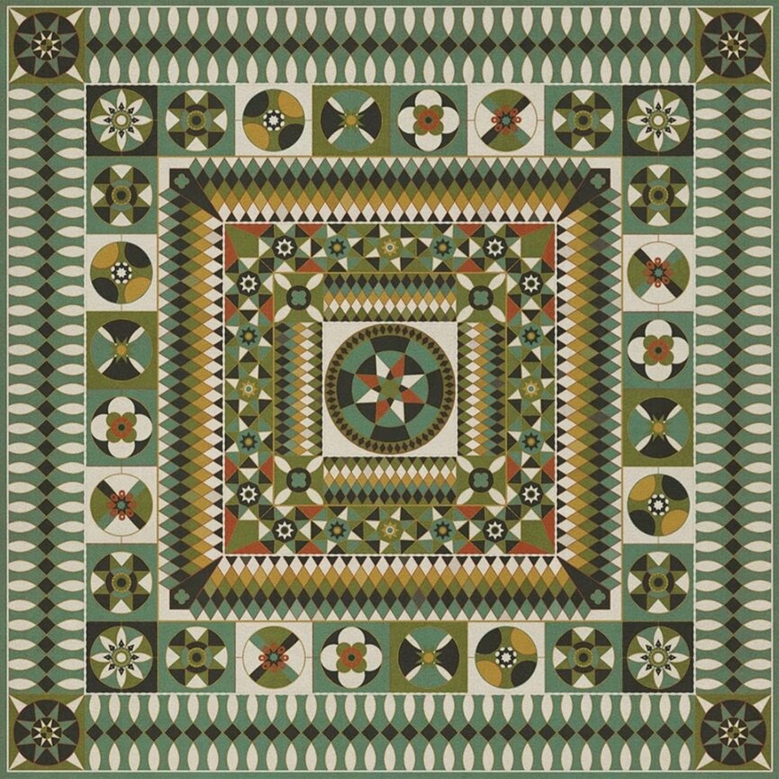 American Folk Art Museum Vintage Vinyl Floor Cloth Soldiers Quilt