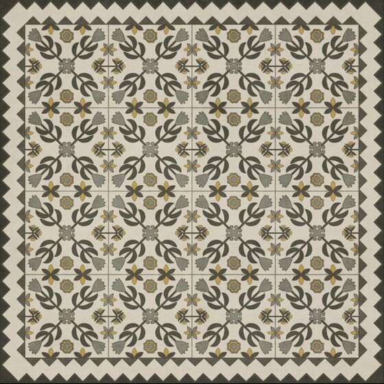American Folk Art Museum Vintage Vinyl Floor Cloth Floral Quilt