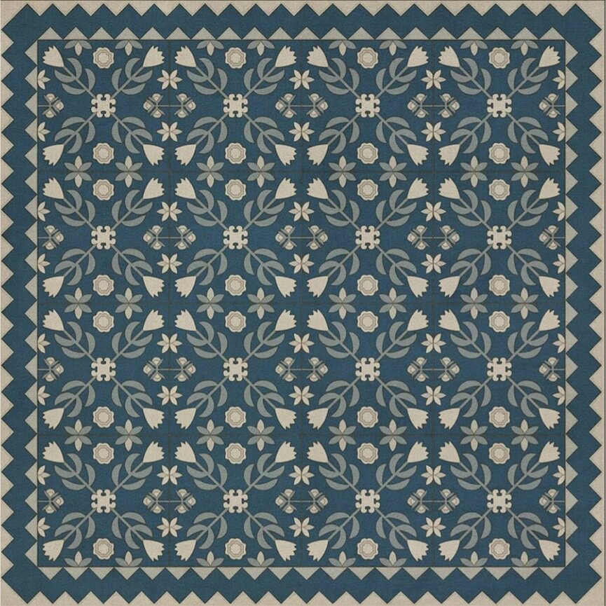 American Folk Art Museum Vintage Vinyl Floor Cloth Floral Quilt
