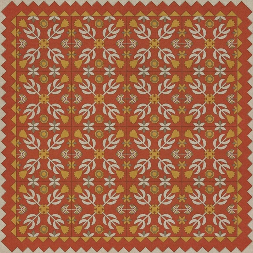 American Folk Art Museum Vintage Vinyl Floor Cloth Floral Quilt