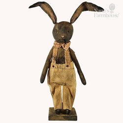 Peter Boy Bunny Doll Dark Brown Orange Overalls with Baby Peep In Bag - 24"{
