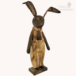Peter Boy Bunny Doll Dark Brown Orange Overalls with Baby Peep In Bag - 24"{