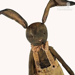 Peter Boy Bunny Doll Dark Brown Orange Overalls with Baby Peep In Bag - 24"{
