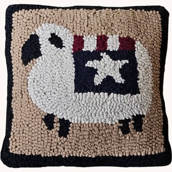 Liberty Sheep Hooked Pillow
