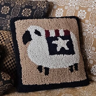 Liberty Sheep Hooked Pillow