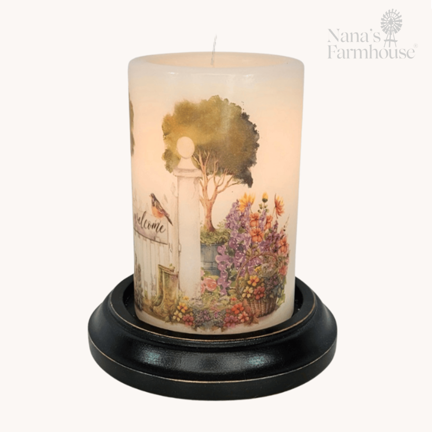 Garden Gate Summer Flowers Candle Sleeve - Vanilla