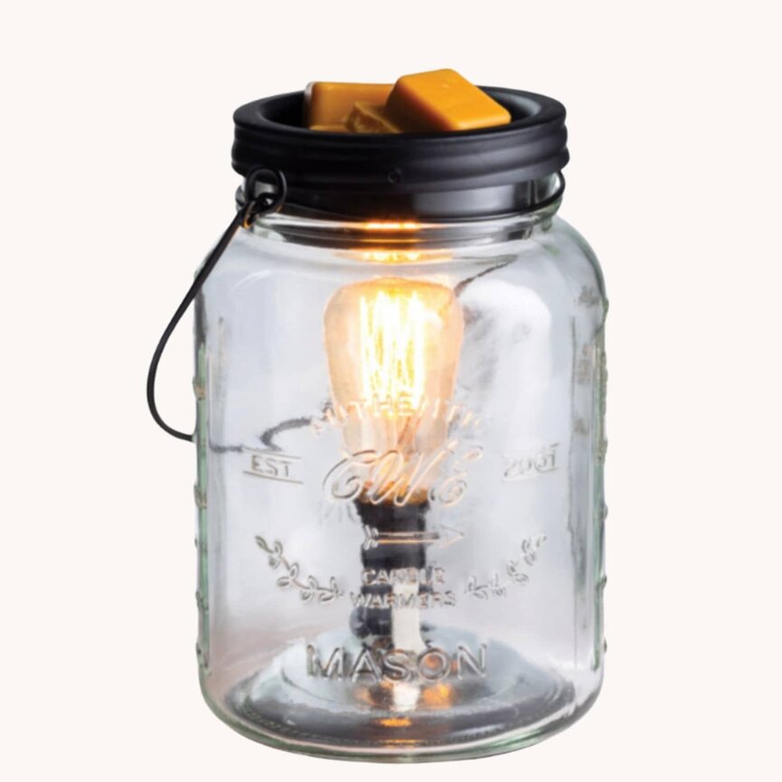 Mason Jar Edison Bulb Illumination Fragrance Warmer - 8.8" x 4.6"