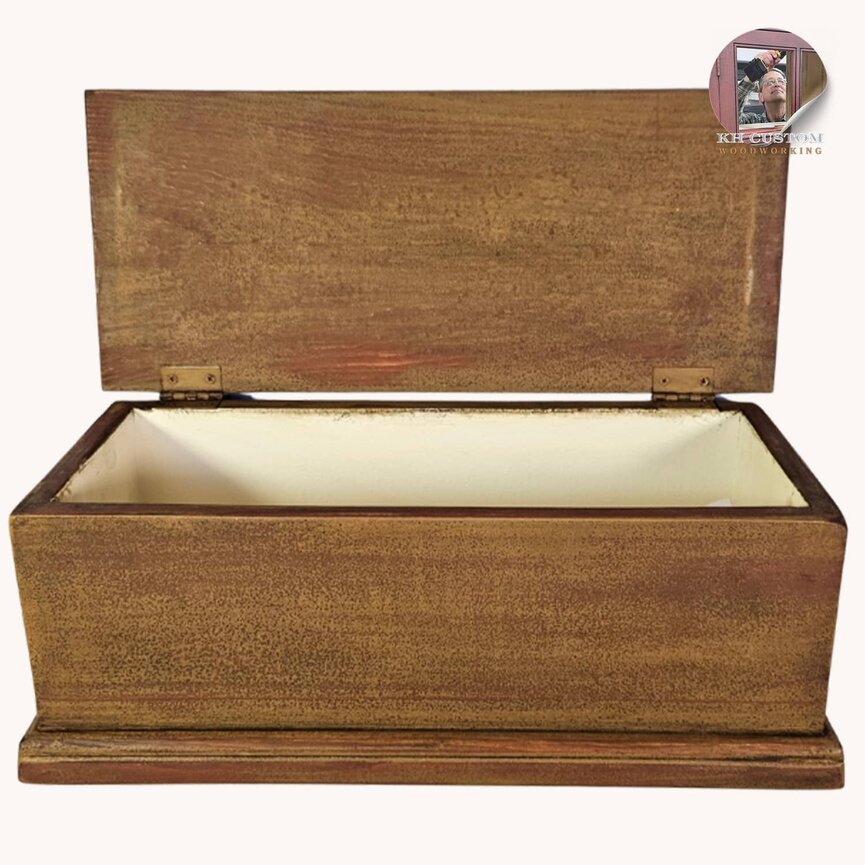 Keepsake Hinged Box Mustard Over Red - 17" W x 7" D x  6.5" T