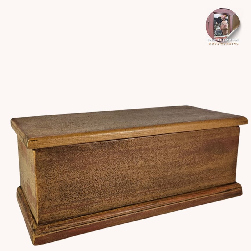 Keepsake Hinged Box Mustard Over Red - 17" W x 7" D x  6.5" T