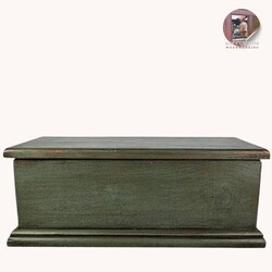 Keepsake Box Cupboard Green Over Red Large 17" W x 7" D x  6.5" T