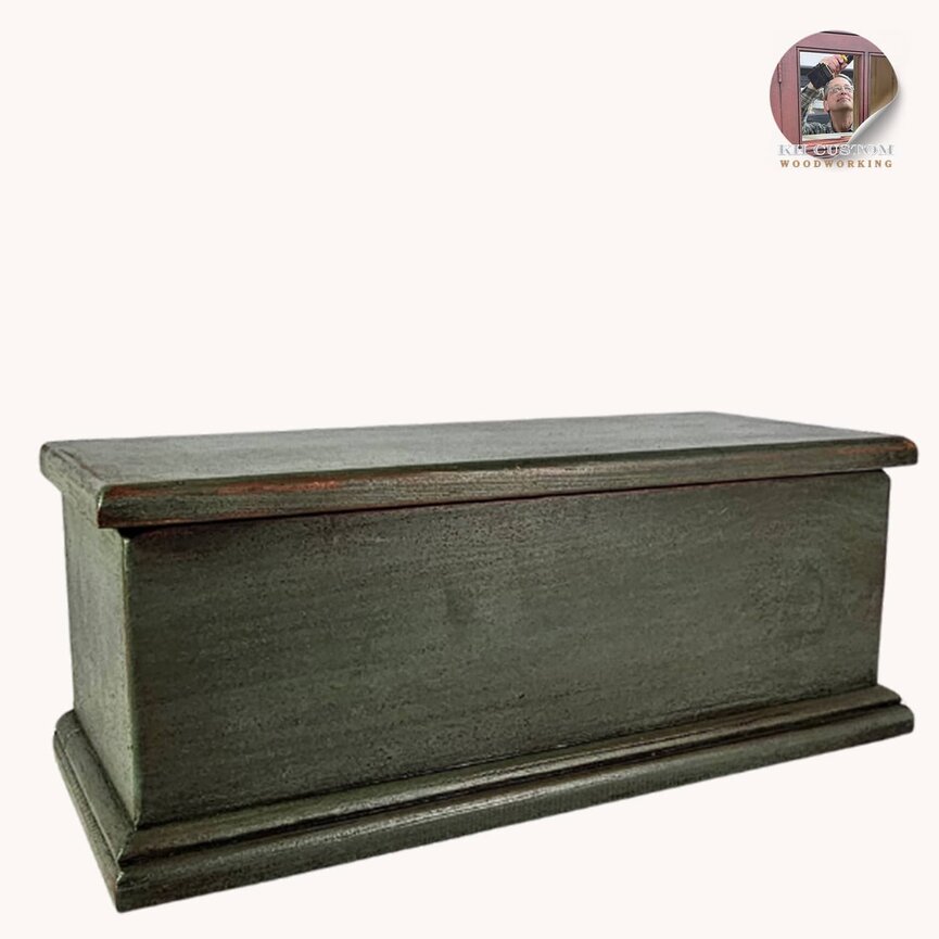 Keepsake Box Cupboard Green Over Red Large 17" W x 7" D x  6.5" T