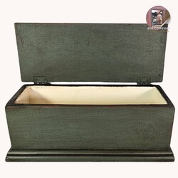 Keepsake Box Cupboard Green Over Red Large 17" W x 7" D x  6.5" T