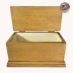 Keepsake Hinged Box Mustard Over Cotton White - 12" x 6 " x 6 "
