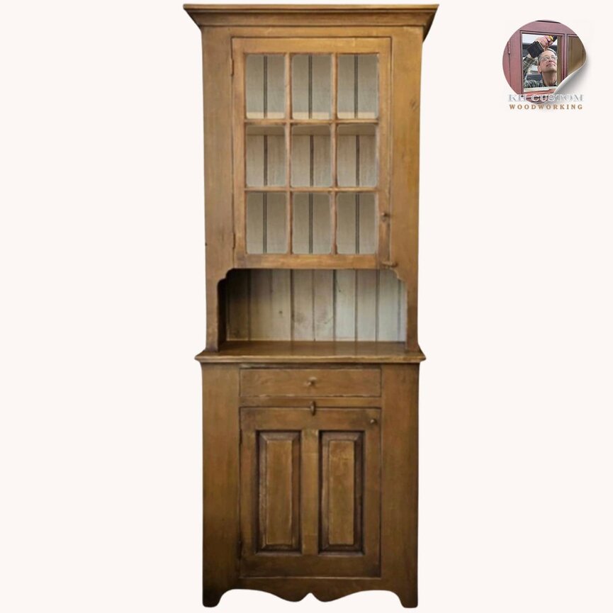 KH Custom Woodworking Nine Glass Country Hutch - Mustard over Cotton White