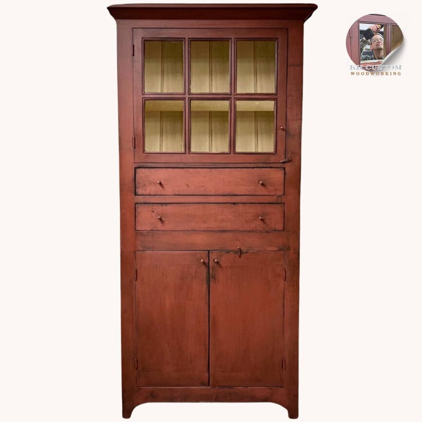 Kenny Cupboard Two Drawer - Red Over Black