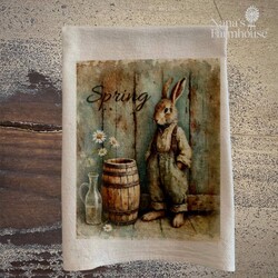 Flour Sack Towel Spring Rabbit - 27" x 27"
