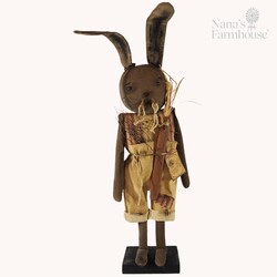 Tripp Boy Bunny Brown Face Burgundy Ticking Shirt & Patch W/Carrot 26 T