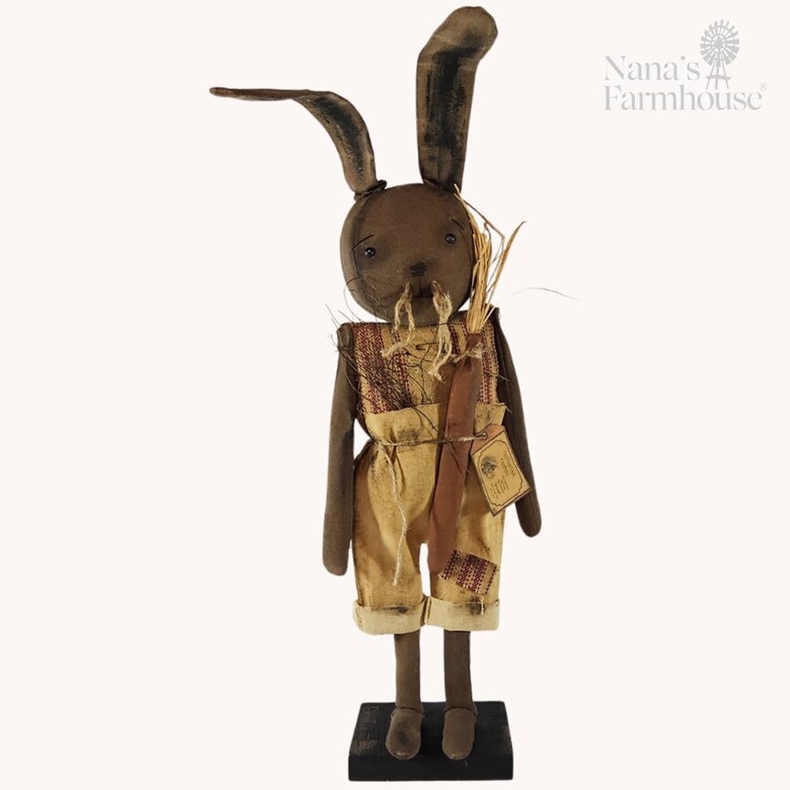 Tripp Boy Bunny Brown Face Burgundy Ticking Shirt & Patch W/Carrot 26 T