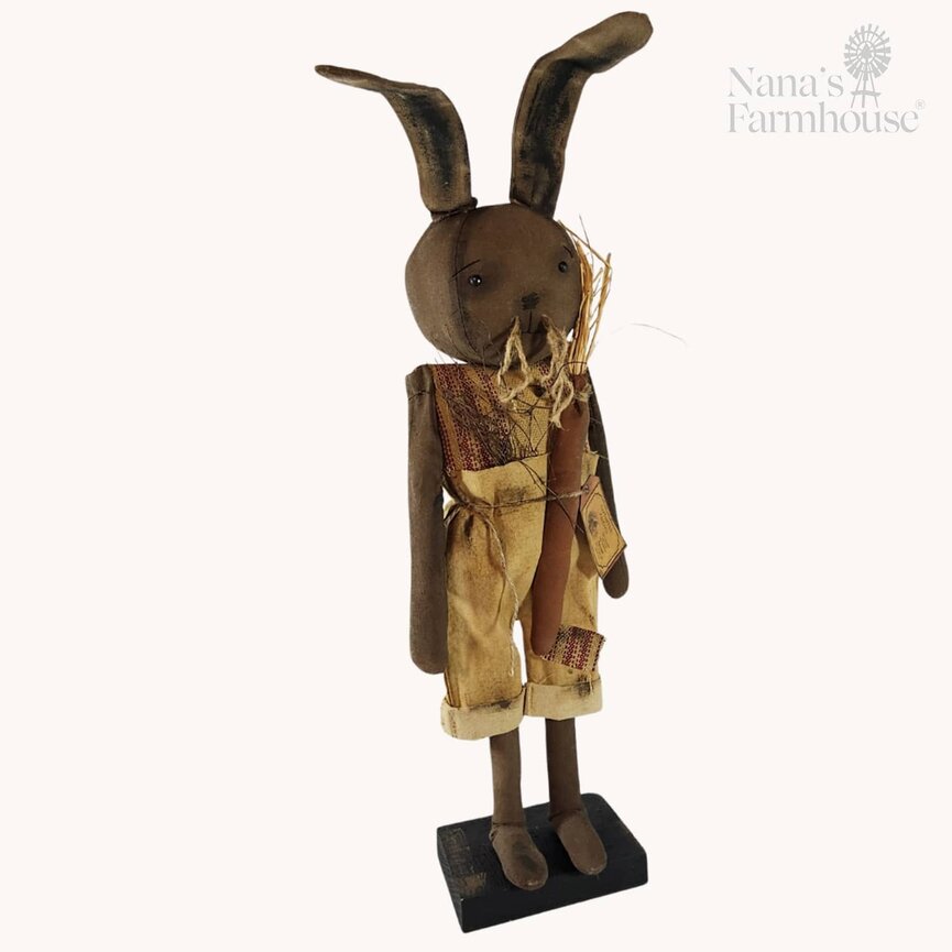 Tripp Boy Bunny Brown Face Burgundy Ticking Shirt & Patch W/Carrot 26 T