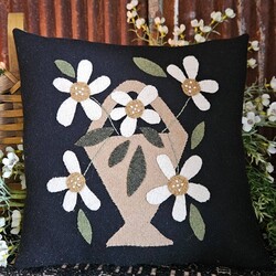 Daisy Wool Applique Pillow - 12"