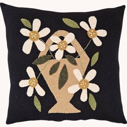 Daisy Wool Applique Pillow - 12"