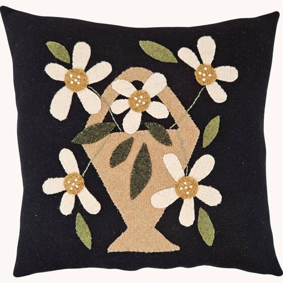 Daisy Wool Applique Pillow
