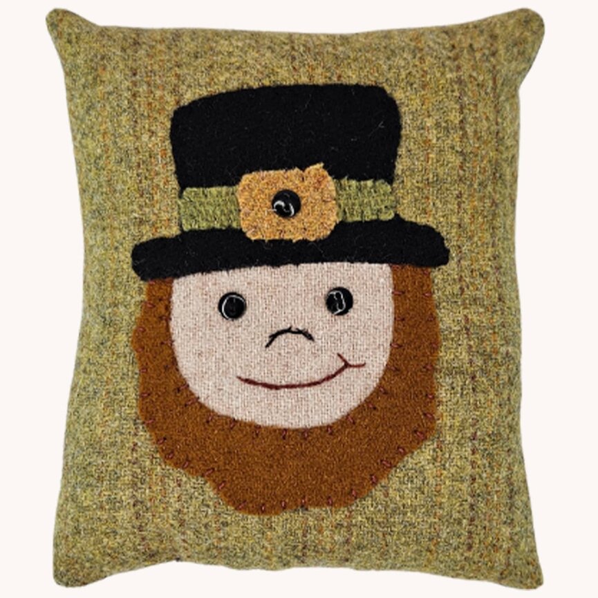 Leprechaun Bowl Filler Wool Applique Pillow - 5.5" x 6.5"