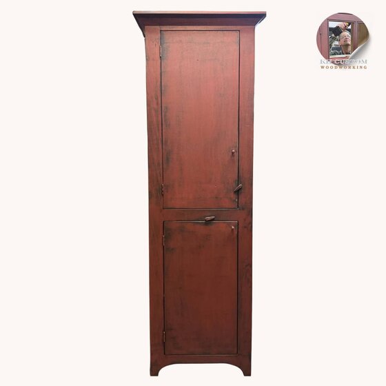 Split Door Chimney Cabinet - Red Over Black