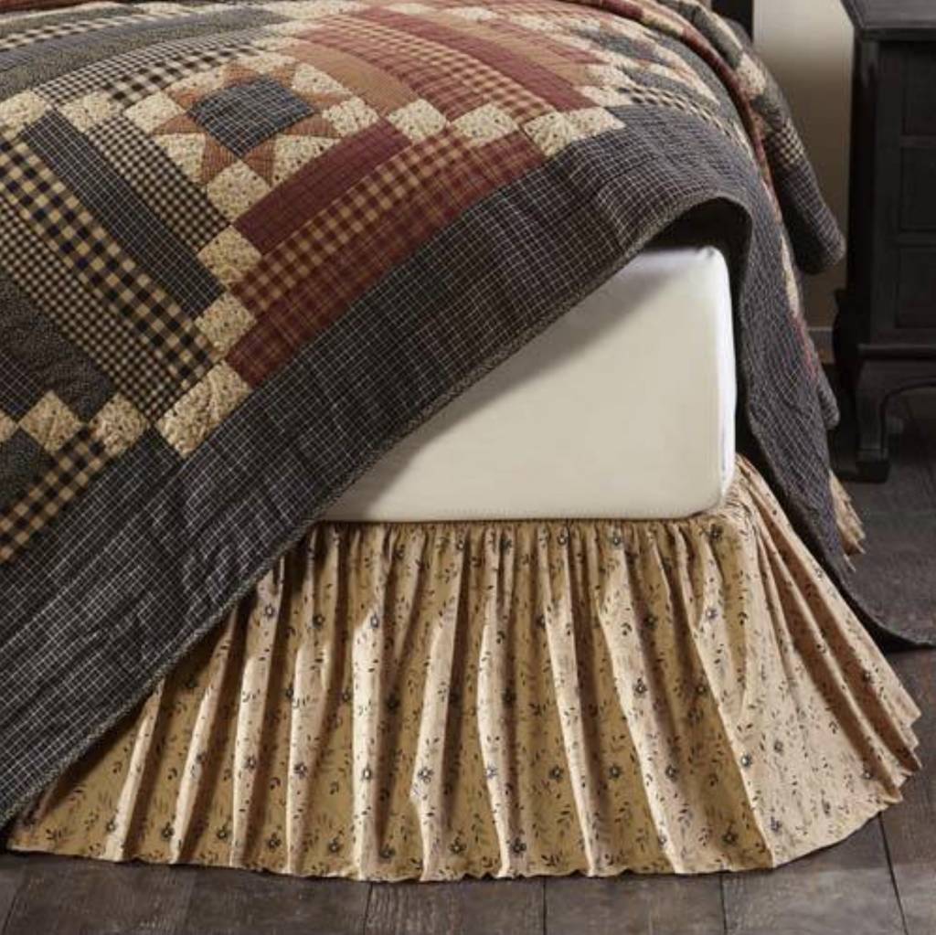 Maisie Pillow Case Set Ruffled Ditzy Floral tan Farmhouse Bedding VHC Brands