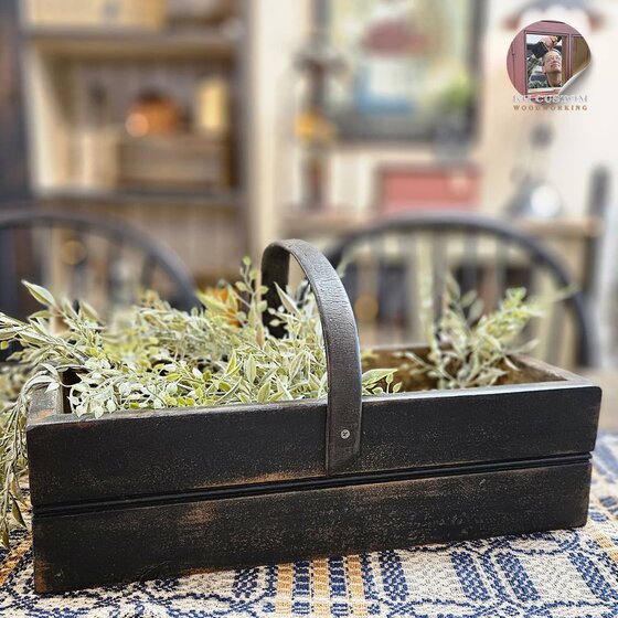 Peddler Box Leather Handle - Black Over Pumpkin