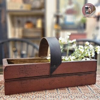 Peddler Box Leather Handle - Red over Black
