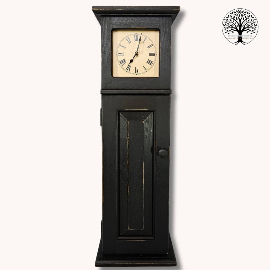 Tall Black Homestead Clock - 28" x 9" x 5"