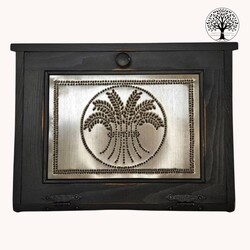 Black Bread Box with Wheat Tin Insert - 20" W x 11" D x 15" T
