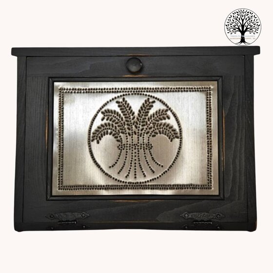 Black Bread Box with Wheat Tin Insert