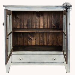 Curio Cabinet with Two Glass Doors 4 Panes Each Buttermilk - 36" x 12" x 36"