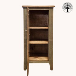 Rough Sawn One 6 Pane Glass Door Cabinet Barnwood Top Pewter 44 T x 22 W x 12.5 D