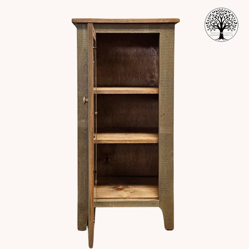 Rough Sawn One 6 Pane Glass Door Cabinet Barnwood Top Pewter 44 T x 22 W x 12.5 D