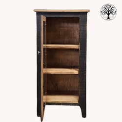 Rough Sawn One 6 Pane Glass Door Cabinet Barnwood Top Black - 44" x 22" x 12.5"