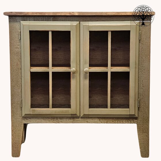 Rough Sawn Two Door Curio Cabinet with Barnwood Top