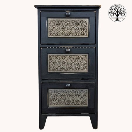 Veggie Bin Three Door Old Mill Insert - Black