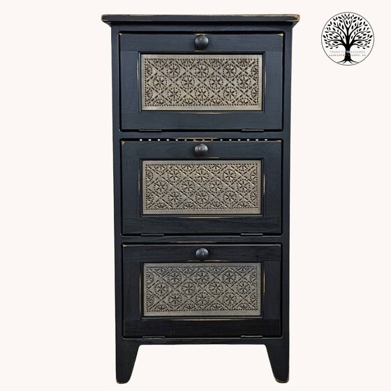 Veggie Bin Three Door Old Mill Insert - Black