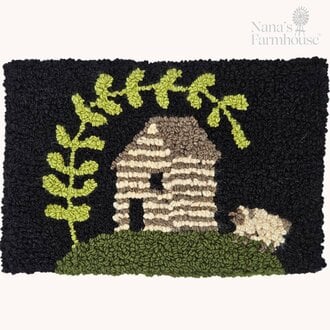 Log Cabin Hooked Rug