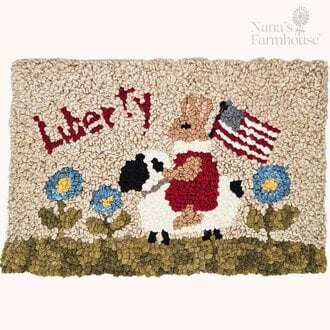 Liberty Mouse On Sheep with Flag Hooked Rug