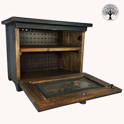 Straight Front Bread Box with Tin Star Black - 18" x 10.5" x 14"