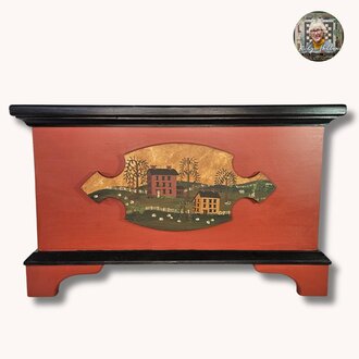 Chest with Salt Box House & Willow Scene - Medium