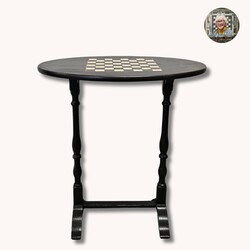 Checkerboard Black Oval Table - 26" x 24" x 16"