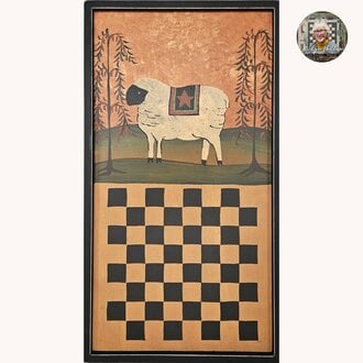 Folk Sheep with Willows Checkerboard
