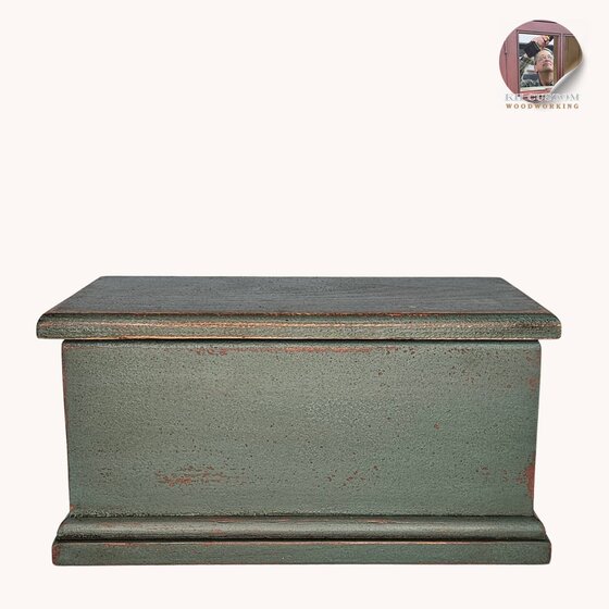 Keepsake Box Cupboard Blue Over Red - Small