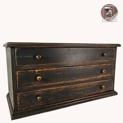 Three  Drawer Treasure Box Black Over Pumpkin - 24" x 10" x 12"